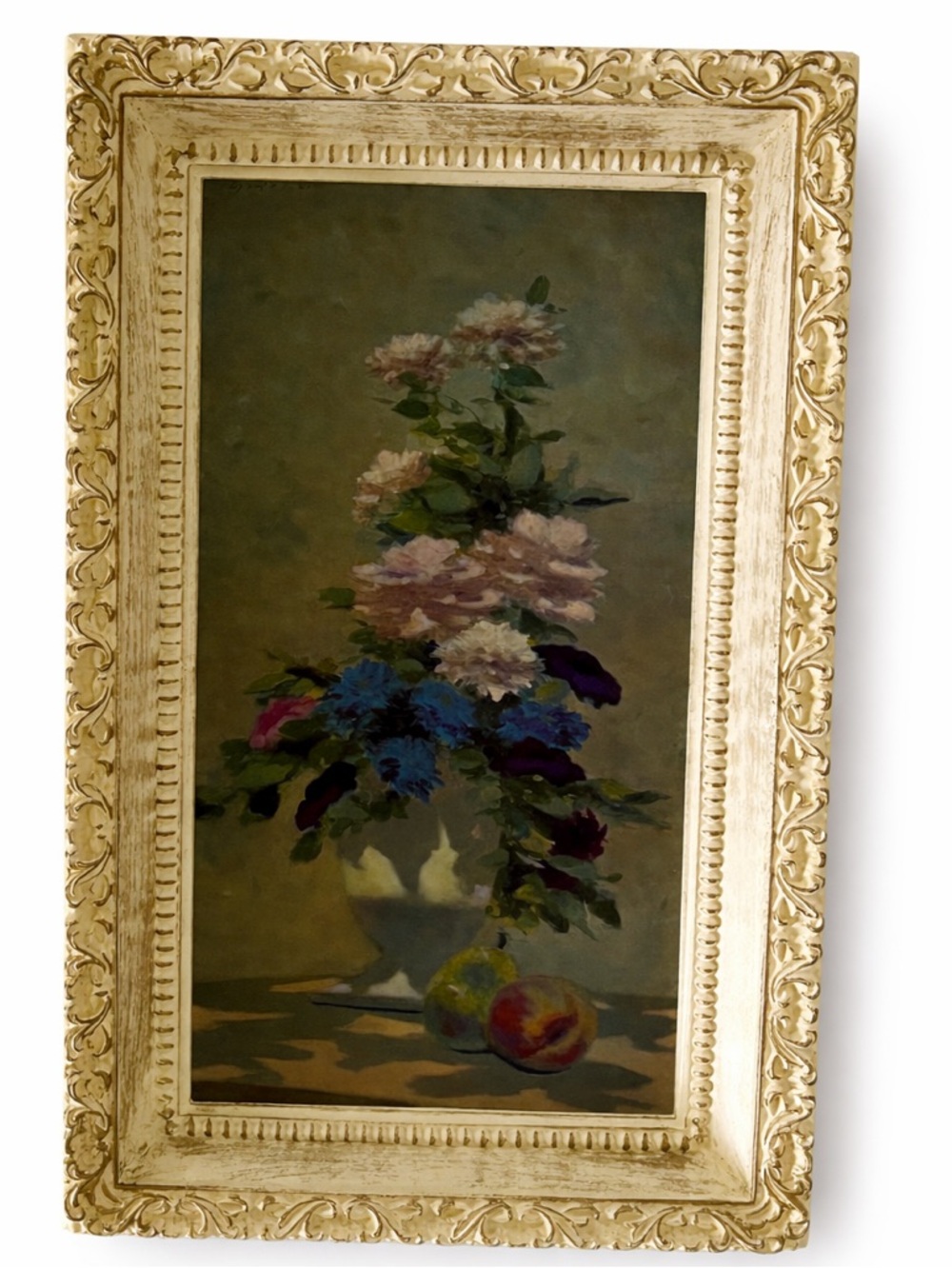 Vintage André Gisson Floral Still Life Framed floral Print Ornate Frame